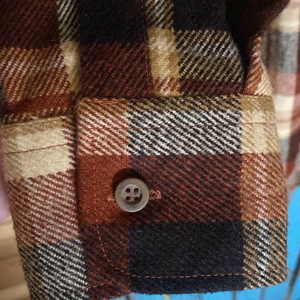 Vintage Big Yank Sport Abouts acrylic plaid flannel size large brown tan rust - Picture 3 of 6